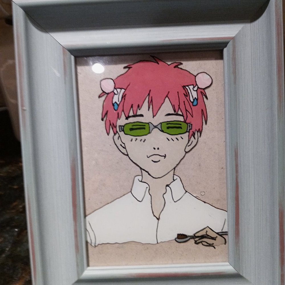 Saiki k anime glass painting